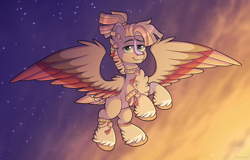 Size: 2900x1861 | Tagged: safe, artist:madelinne, oc, oc only, oc:brass arcana, pegasus, pony, chest fluff, ear fluff, jewelry, looking at you, pegasus oc, sky, solo