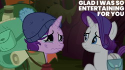 Size: 2000x1125 | Tagged: safe, edit, edited screencap, editor:quoterific, screencap, rarity, starlight glimmer, pony, unicorn, g4, season 8, the mean 6, bag, crying, duo, duo female, female, horn, mare, saddle bag, wavy mouth