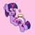 Size: 2048x2048 | Tagged: safe, artist:charleyhorsey, twilight sparkle, pony, unicorn, g4, diaper, diaper fetish, eating, female, fetish, food, herbivore, horn, levitation, lying down, magic, magic aura, mare, non-baby in diaper, on back, popcorn, simple background, solo, telekinesis, unicorn twilight