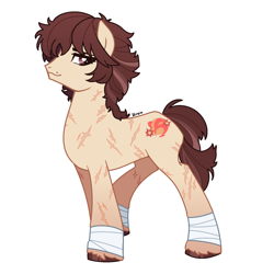 Size: 1280x1280 | Tagged: safe, artist:hirohi, earth pony, pony, baki hanma, crossover, grappler baki, male, ponified, scar, simple background, solo, stallion, white background