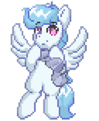 Size: 384x468 | Tagged: safe, artist:santito2k3, oc, oc only, oc:file folder, pegasus, clothes, digital art, flying, male, pixel art, scarf, simple background, solo, stallion, transparent background