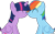 Size: 1500x942 | Tagged: safe, artist:shell-bases, artist:twilyisbestpone, rainbow dash, twilight sparkle, alicorn, pegasus, pony, g4, base used, cute, dashabetes, duo, duo female, eyes closed, female, lesbian, love, mare, nose to nose, nuzzling, ship:twidash, shipping, simple background, sitting, smiling, transparent background, twiabetes, twilight sparkle (alicorn)