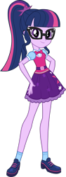 Size: 1870x4990 | Tagged: safe, artist:octosquish7260, sci-twi, twilight sparkle, human, equestria girls, g4, clothes, female, glasses, sci-twi outfits, shirt, shoes, simple background, skirt, sneakers, socks, solo, standing, t-shirt, teenager, transparent background