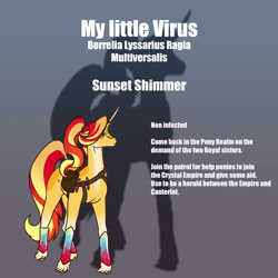 Size: 2000x2000 | Tagged: safe, artist:oneiria-fylakas, sunset shimmer, pony, g4, gradient background, infection au, solo