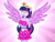 Size: 1032x774 | Tagged: safe, artist:fabri8904, twilight sparkle, human, equestria girls, g4, bare shoulders, big crown thingy, crown, element of magic, fall formal outfits, female, glowing, glowing eyes, jewelry, ponied up, regalia, sleeveless, solo, wings