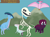 Size: 3840x2860 | Tagged: safe, artist:khazard, kerfuffle, misty brightdawn, pipp petals, skellinore, tempest shadow, dinosaur, parasaurolophus, pteranodon, pterosaur, triceratops, tyrannosaurus rex, velociraptor, series:grogar's game, g4, g5, atg 2024, bone, dinosaurified, newbie artist training grounds, skeleton, species swap