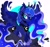 Size: 2048x1932 | Tagged: safe, artist:infinithiez, princess luna, alicorn, pony, g4, alternate design, big ears, big eyes, blaze (coat marking), blue coat, blue eyes, blue magic, blue mane, blue tail, cheek fluff, chest fluff, circle background, cloud, coat markings, colored ear fluff, colored eartips, colored wings, colored wingtips, crown, curved horn, cute, ear fluff, ear piercing, ear tufts, earring, ethereal mane, ethereal tail, eyeshadow, facial markings, feather, female, flowing mane, flowing tail, glowing, glowing eyes, glowing horn, gradient horn, hoof shoes, horn, jewelry, lidded eyes, looking back, lunabetes, lying down, magic, makeup, mare, multicolored wings, on a cloud, passepartout, peytral, piercing, princess shoes, prone, purple eyeshadow, regalia, shiny eyes, sitting, sitting on a cloud, smiling, socks (coat markings), solo, sparkly mane, sparkly tail, spread wings, starry mane, starry tail, tail, thick eyelashes, tiara, two toned mane, two toned tail, unicorn horn, wavy mane, wavy tail, wing fluff, wingding eyes, wings