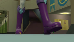 Size: 1192x670 | Tagged: safe, artist:jeroen01, rarity, smolder, spike, dragon, equestria girls, g4, 3d, boots, boots shot, canterlot high, female, high heel boots, legs, macro/micro, male, micro, pictures of legs, shoes, solo