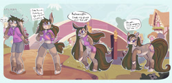 Size: 1280x620 | Tagged: safe, artist:megastar, oc, oc only, earth pony, pony, rabbit, animal, furry, furry to pony, glasses, speech bubble, theme song, transformation, transformation sequence