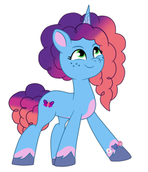 Size: 1900x2210 | Tagged: safe, artist:gmaplay, misty brightdawn, pony, unicorn, g5, my little pony: tell your tale, spoiler:g5, spoiler:my little pony: tell your tale, bracelet, coat markings, cute, freckles, friendship bracelet, horn, jewelry, looking up, mistybetes, rebirth misty, simple background, smiling, socks (coat markings), solo, transparent background