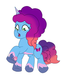 Size: 1900x2250 | Tagged: safe, artist:gmaplay, misty brightdawn, pony, unicorn, g5, my little pony: tell your tale, spoiler:g5, spoiler:my little pony: tell your tale, bracelet, coat markings, cute, freckles, friendship bracelet, horn, jewelry, looking down, mistybetes, open mouth, raised hoof, rebirth misty, simple background, socks (coat markings), solo, sparkly eyes, transparent background, wingding eyes