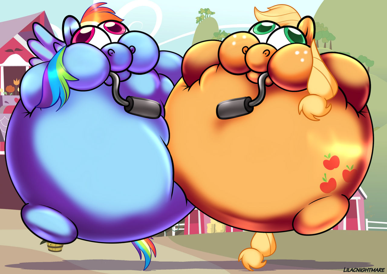 Mlp Inflation Images #3386045 - questionable, artist:lilacnightmare, applejack, rainbow dash ...
