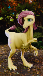 Size: 2160x3840 | Tagged: safe, artist:dieanondie, fluttershy, dinosaur, g4, 3d, blender, dinosaurified, solo, species swap, veloshyraptor