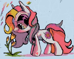 Size: 1350x1080 | Tagged: safe, artist:deviledlobster, daffidazey, earth pony, pony, g3, female, flower, mare