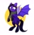 Size: 1232x1280 | Tagged: safe, artist:shpoof, oc, oc only, pony, bat wings, black hair, clothes, purple coat, rearing, scarf, simple background, smiling, white background, wings