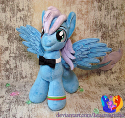 Size: 2364x2218 | Tagged: safe, artist:1stastrastudio, oc, oc only, oc:kaytomy lays, pegasus, pony, bowtie, heterochromia, irl, male, photo, plushie, solo, stallion