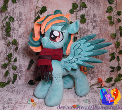 Size: 2556x2304 | Tagged: safe, artist:1stastrastudio, oc, oc only, oc:agatha korhonen, pegasus, pony, clothes, female, irl, mare, photo, plushie, scarf, solo