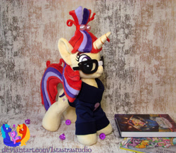 Size: 2652x2304 | Tagged: safe, artist:1stastrastudio, moondancer, pony, g4, book, glasses, irl, photo, plushie, solo