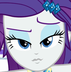 Size: 490x497 | Tagged: safe, edit, edited screencap, screencap, rarity, human, camping must-haves, equestria girls, g4, my little pony equestria girls: better together, bedroom eyes, close-up, cropped, eyeshadow, female, looking at you, makeup, pouting, solo
