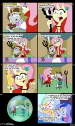 Size: 4134x6890 | Tagged: safe, artist:elovital, derpy hooves, fluttershy, princess celestia, princess luna, devil, human, equestria girls, g4, simpsons did it, spanish, the simpsons