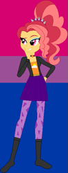 Size: 255x642 | Tagged: safe, artist:sturk-fontaine, oc, oc only, oc:scarlet dawn, equestria girls, g4, base used, bisexual pride flag, choker, colored background, geode of empathy, magical geodes, magical lesbian spawn, offspring, parent:adagio dazzle, parent:sunset shimmer, pride, pride flag, pride month, solo