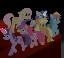 Size: 1874x1700 | Tagged: safe, artist:cmara, applejack, fluttershy, pinkie pie, rainbow dash, rarity, twilight sparkle, alicorn, earth pony, pegasus, unicorn, g4, female, horn, mane six, twilight sparkle (alicorn)