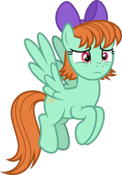 Size: 9315x13300 | Tagged: safe, artist:starryshineviolet, part of a set, peppermint goldylinks, pegasus, pony, g4, school raze, absurd resolution, bow, female, flying, friendship student, hair bow, mare, sad, shocked, shocked expression, simple background, solo, transparent background, vector