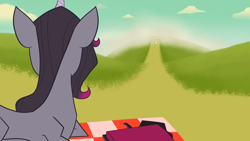 Size: 3840x2160 | Tagged: safe, artist:hitsuji, fhtng th§ ¿nsp§kbl, oleander (tfh), paprika (tfh), pony, smile hd, them's fightin' herds, cloud, community related, fog, looking back, picnic blanket, sky, solo focus