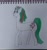 Size: 2457x2604 | Tagged: safe, artist:blackblade360, gusty, pony, unicorn, g1, atg 2024, female, green eyes, green tail, horn, mare, newbie artist training grounds, pose, simple background, solo, tail, traditional art, two toned mane, white background, white coat