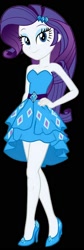 Size: 672x2000 | Tagged: safe, artist:lobo299, rarity, human, equestria girls, g4, 2d, ankles, bare shoulders, breasts, cleavage, clothes, diamond, dress, eyeshadow, female, hairclip, hand on hip, high heels, legs, looking at you, makeup, rarity peplum dress, shoes, sleeveless, smiling, solo, strapless, waistband
