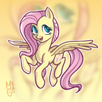 Size: 3000x3000 | Tagged: safe, artist:gmircea, fluttershy, pegasus, pony, g4, aside glance, female, high res, looking at you, mare, open mouth, open smile, outline, smiling, smiling at you, solo, spread wings, three quarter view, white outline, wings, zoom layer