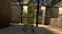 Size: 1536x856 | Tagged: safe, artist:ports2005, derpy hooves, pegasus, g4, 3d, derp, female, gmod, happy, shopping, shopping cart, solo, solo female, trolley