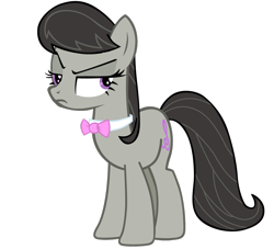 Size: 2569x2335 | Tagged: safe, artist:epicheavytf2, artist:pyrogaming, octavia melody, earth pony, pony, g4, annoyed, black mane, black tail, bowtie, female, gray coat, mare, simple background, smiling, smirk, tail, transparent background, vector