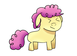 Size: 1300x953 | Tagged: safe, artist:sleeplesseevee, li'l cheese, earth pony, pony, g4, atg 2024, baby, baby pony, colt, foal, male, newbie artist training grounds, outline, simple background, solo, struggling, transparent background, white outline