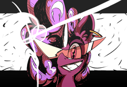Size: 1930x1326 | Tagged: safe, artist:ybkathan, oc, oc only, oc:dewulf, pony, unicorn, crossover, glasses, horn, looking at you, smiling, solo