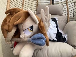 Size: 1280x960 | Tagged: safe, oc, oc only, oc:prince whateverer, galacon, clothes, crossdressing, duster, galacon 2024, irl, maid, male, photo, plushie