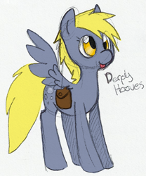 Size: 569x683 | Tagged: safe, artist:llimus, derpy hooves, pony, g4, bag, female, mare, saddle bag, simple background, solo, spread wings, tongue out, white background, wings