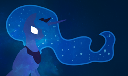 Size: 2038x1216 | Tagged: safe, artist:llimus, princess luna, pony, glowing, glowing eyes, solo