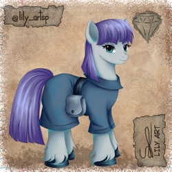 Size: 1580x1580 | Tagged: safe, artist:liliart1211, maud pie, earth pony, pony, g4, adorable face, cute, digital art, digital painting, fanart, smiling, solo, stone