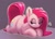 Size: 3476x2523 | Tagged: safe, artist:pabbley, pinkie pie, earth pony, pony, chubby, fat, female, lidded eyes, lying down, mare, outline, pinkamena diane pie, prone, pudgy pie, solo, white outline