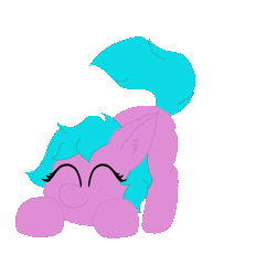 Size: 1200x1200 | Tagged: safe, artist:zeccy, oc, oc only, earth pony, animated, atg 2024, cute, ear fluff, eyes closed, female, filly, foal, gif, happy, newbie artist training grounds, simple background, smiling, solo, tail, tail wag, transparent background