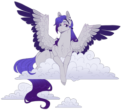 Size: 3391x3051 | Tagged: safe, artist:sleepy-nova, oc, oc:corona mannor, pegasus, pony, cloud, colored wings, female, mare, simple background, solo, transparent background, two toned wings, wings