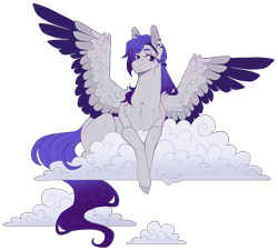 Size: 3391x3051 | Tagged: safe, artist:sleepy-nova, oc, oc only, oc:corona mannor, pegasus, pony, cloud, colored wings, female, mare, simple background, solo, transparent background, two toned wings, wings