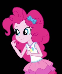 Size: 602x720 | Tagged: safe, artist:blockslikepl, edit, edited screencap, screencap, pinkie pie, human, equestria girls, g4, background removed, black background, clothes, female, not a vector, rah rah skirt, simple background, skirt, solo