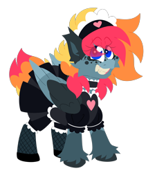 Size: 5014x5585 | Tagged: safe, artist:crazysketch101, oc, oc only, oc:crazy looncrest, pegasus, pony, clothes, fishnet clothing, fishnet stockings, lineless, maid, maid headdress, solo, stockings, thigh highs, unshorn fetlocks