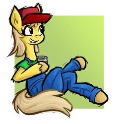 Size: 780x785 | Tagged: safe, artist:daze, earth pony, pony, g4, clothes, female, mare, simple background, sneed, sneed's feed and seed, solo, transparent background