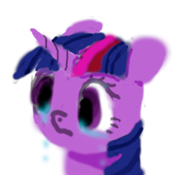 Size: 1024x1024 | Tagged: safe, artist:mfg637, twilight sparkle, pony, unicorn, g4, bust, crying, digital art, ears back, female, floppy ears, frown, horn, mare, portrait, sad, simple background, sketch, solo, unicorn twilight, white background