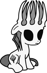 Size: 247x386 | Tagged: safe, artist:snowflake_pone, pony, g4, hollow knight, male, no eyes, ponified, simple background, sitting, solo, transparent background