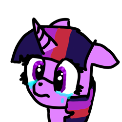 Size: 1024x1024 | Tagged: safe, artist:sipuxa, twilight sparkle, pony, unicorn, g4, crying, crylight sparkle, ears back, floppy ears, horn, sad, simple background, sketch, solo, unicorn twilight, white background