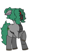 Size: 720x561 | Tagged: safe, artist:thomas.senko, oc, oc only, oc:thomas senko, cyclops, earth pony, pony, robot, robot pony, g4, male, raised hoof, scared, simple background, solo, stallion, white background